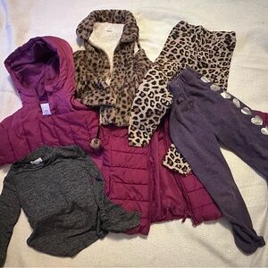 Leopard Print and Purple Kids Clothing six pieces bundle